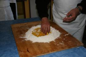 Pasta is made from flours and eggs