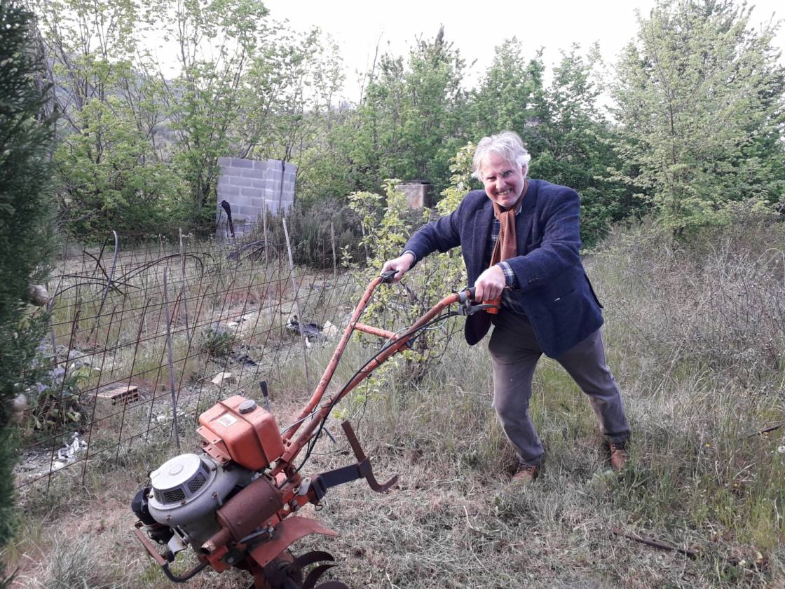 Wolfgang with his motozappa by Sicilian brand "Brumital", made in 1979