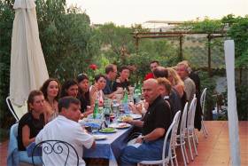 Enjoying dinner on the last evening of the workshop